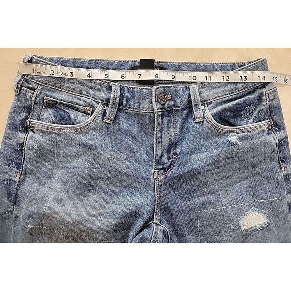 White House Black Market womens Girlfriend jeans size 0 blue stretchy distressed - Picture 3 of 15